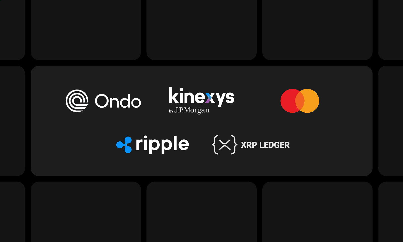 Ondo, Kinexys, Mastercard, Ripple, and XRP Ledger logos